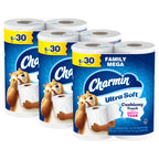 Charmin Ultra Soft Cushiony Touch 2-Ply Toilet Paper, 18 Family Mega Rolls = 90 Regular Rolls, White