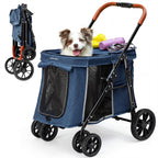 AOPEC Medium Dog Stroller, Dual Entry One-Touch Folding,Small and Medium Pet Stroller,360° Rotating Front Wheels,70 lbs Weight Capacity for Outdoor Travel and Elderly Dogs - Blue