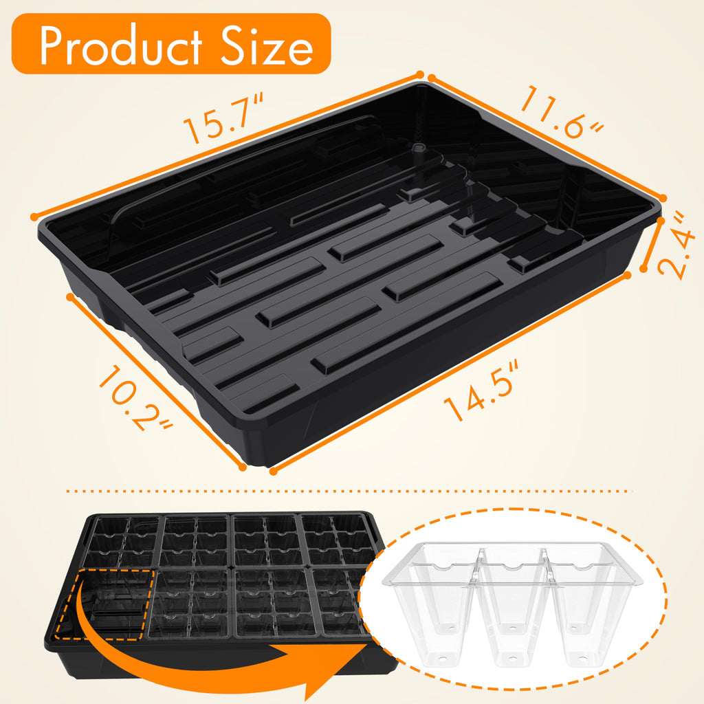 Gardzen 10 Pack Seed Trays Reusable Plant Grow Trays No Drain Holes