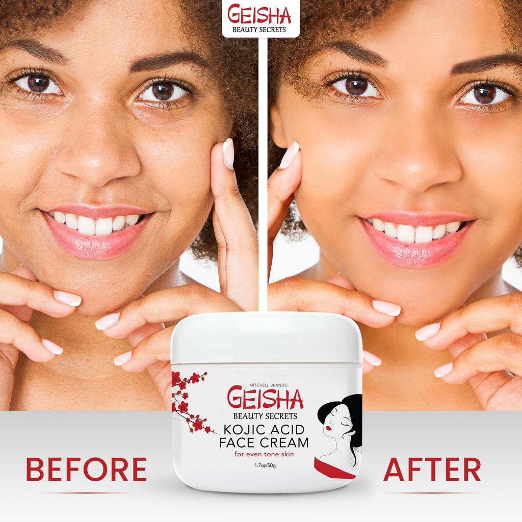 Geisha Kojic Acid Cream - 1.7 fl oz / 50 ml - Skin Brightening Cream for Face, Body, Hands - with Glycolic Acid