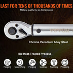 VEVOR 3/8-inch Drive Click Torque Wrench 10-80ft.lb/14-110n.m, Dual-Direction Adjustable Torque Wrench Set with Mechanical Dual Range Scales and Adapters Extension Rod