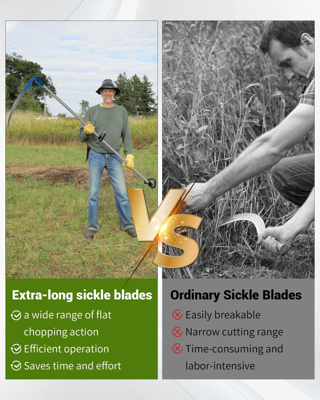 CGENWDCH 27" Scythe for Grass Cutting with 27" Steel Blade & 62" Handle