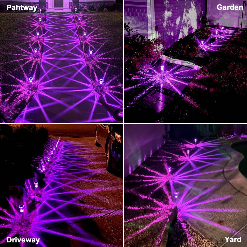 Gorrzai Halloween Solar Lights Outdoor 10 Pack LED Purple Pathway Lights