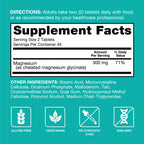 Qunol Magnesium Glycinate 300mg, 100% Glycinate Chelated Magnesium Supplement, 90ct Tablets