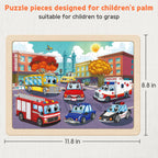 SYNARRY Large Wooden Vehicle Jigsaw Puzzles for Kids Ages 4-8, 60-Piece
