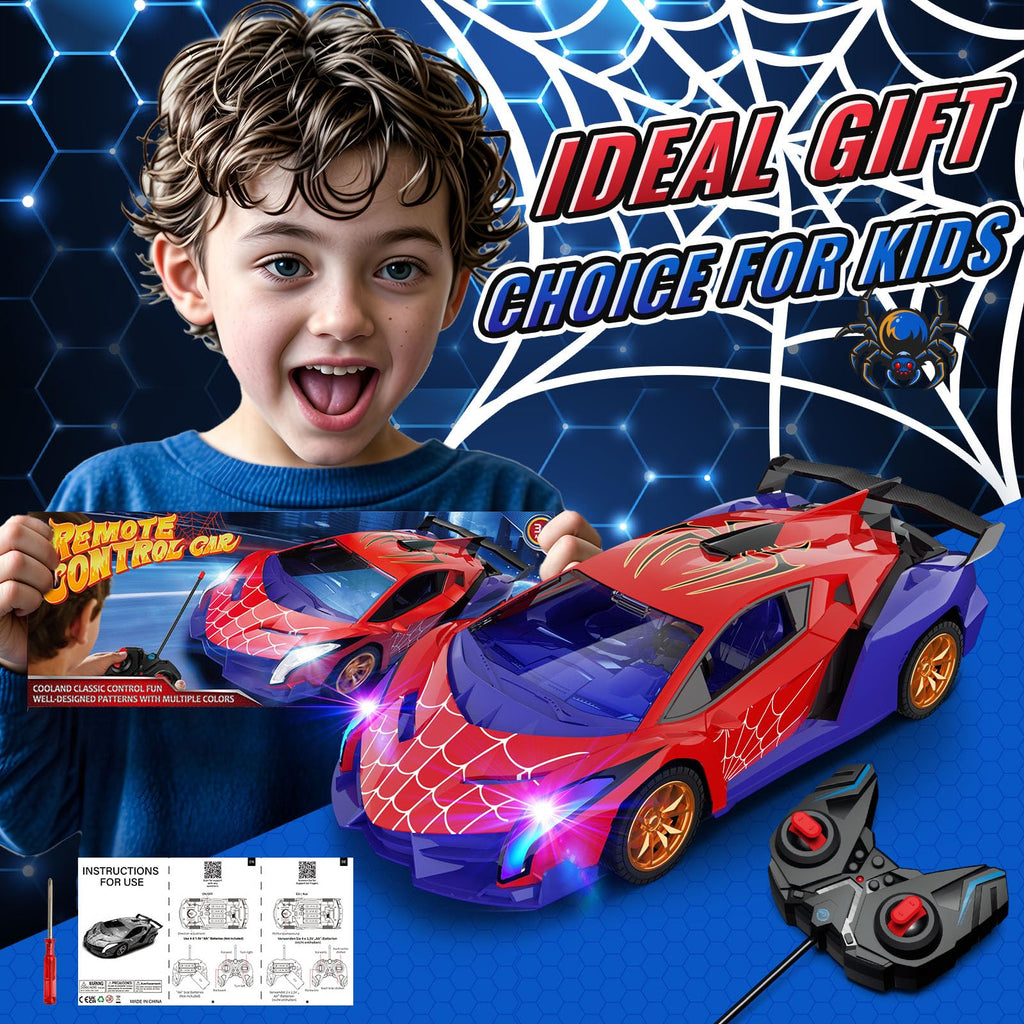 ZIROKAY Spider Remote Control Car with Multi-Color Flash Lights, Drift RC Cars, Spider Toys Gifts for 3 4 5 6 7 8 9 10 Year Old Boys Age 3-4 4-6 6-8 8-12 Christmas Birthday Gift, Toddler Kids Toy