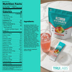 TRULABS Hydrate Electrolyte Drink Mix – Peach Mango Flavor, Sugar-Free Hydration Packets with 1422 mg Electrolytes & 19 Vitamins & Minerals, Monk Fruit Sweetened, On-the-Go Sticks (16 Count)