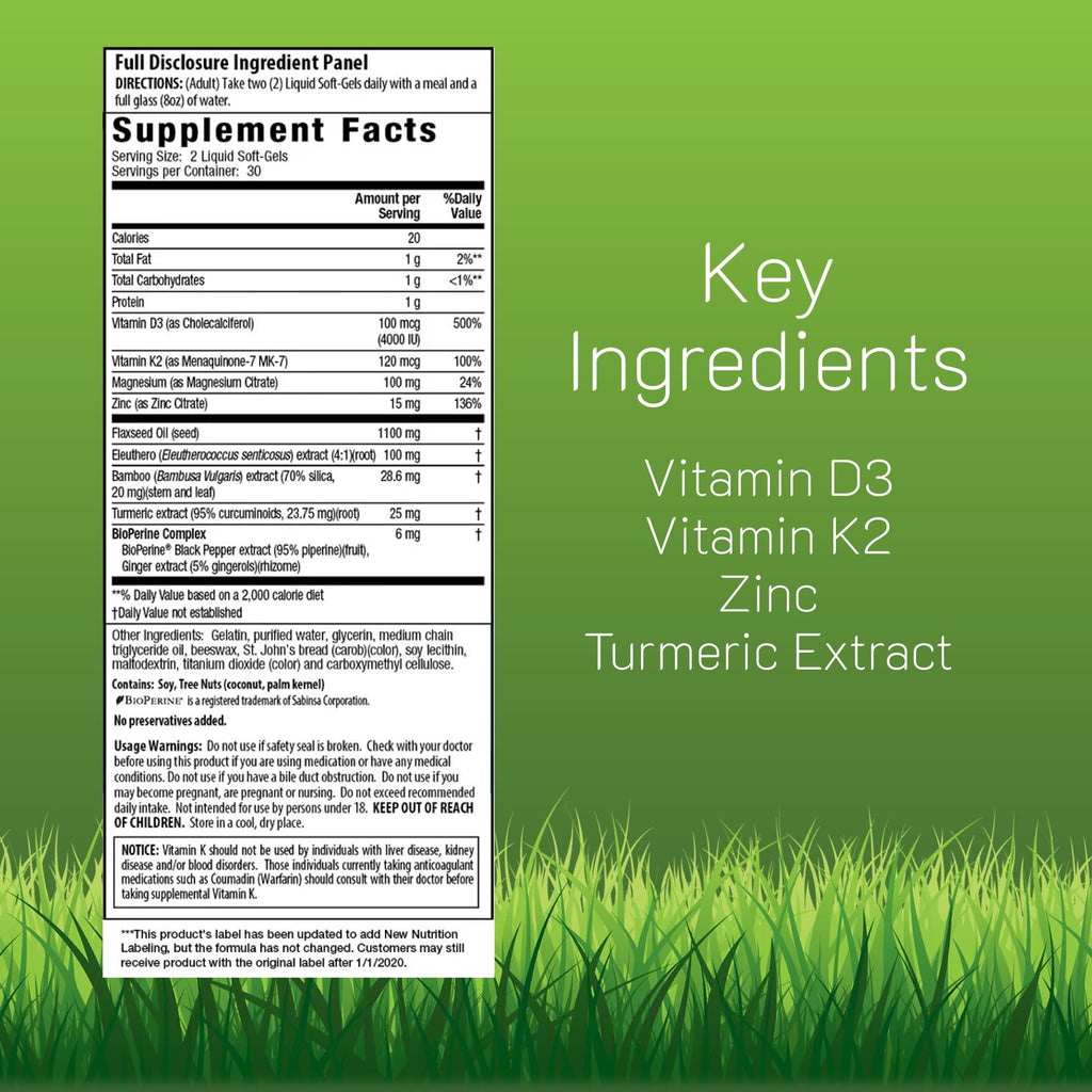 Irwin Naturals High Potency Mega D3 & K2 + Turmeric Extract — 60 Liquid Soft-Gels - 3 Pack