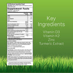 Irwin Naturals High Potency Mega D3 & K2 + Turmeric Extract — 60 Liquid Soft-Gels - 3 Pack