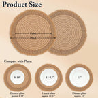 13 Inch Round Cotton Placemat Set of 4 Boho Placemats Table Mats Woven Washable Table Placemats for Fall Kitchen Dining Home Farmhouse Thanksgiving Christmas Decoration Heat Resistant Place Mat