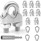 Lyrlidr 8 Pcs M8 Cable Clamps,Wire Rope Clamp,4 Pcs 5/16" Thimble