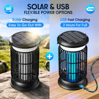 Solar Bug Zapper Outdoor Rechargeable Mosquito Zapper with Cordless Solar Power, Long Runtime Battery, Ip66 Waterproof Portable Fly Zapper for Garden Camping Travel Home