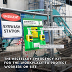 CGOLDENWALL Eye Wash Station Portable Emergency Eye Wash Kit, Wall Mounted Eyewash Station OSHA Approved, 2 * 16.9oz Bottles, with Mirror & Emergency Sign, Safety Material, NO Solution