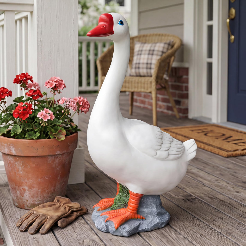 20" Porch Goose Statue Large Garden Resin Goose Decorative Sculpture