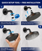 GURIN Shower Head - Powerful High Pressure Rain Shower Head 6 Inch - Luxury Rainfall Showerhead with Adjustable Angles, 90 Anti-Clog Nozzles, Tool-Free 1-Min Install, Premium Oil Rubbed Bronze Finish