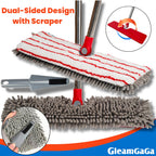Microfiber Mops for Floor Cleaning, Flat Dust Mop with 4 Washable Pads, Dual-Sided Flip Mop for Wet & Dry Use, Extendable 62’’ Handle with Scraper, Floor Mops for Hardwood,Laminate,Vinyl,Kitchen,Tile