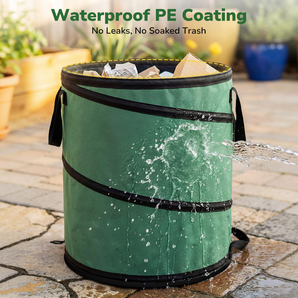 GreatBuddy Collapsible Trash Can 45 Gallon 2 Pack, Pop Up Yard Waste Bags, 600D Oxford Lawn and Leaf Bags with Drainage Holes, Self-Standing Camping Trash Can, Foldable Garden Bag for Leaf Cleanup