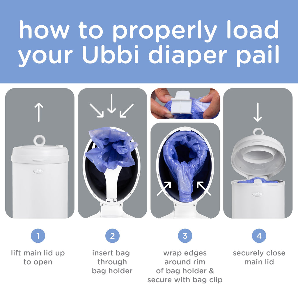 Ubbi Stainless Steel Diaper Pail, No Special Bags, Odor-Locking, White