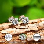 Moissanite Stud Earrings : 18K White Gold Plated Solid 925 Sterling Silver Earring Hypoallergenic Dainty Flat Back Stud Earrings Jewelry for Women Men D Color VVS1 Clarity 1ct