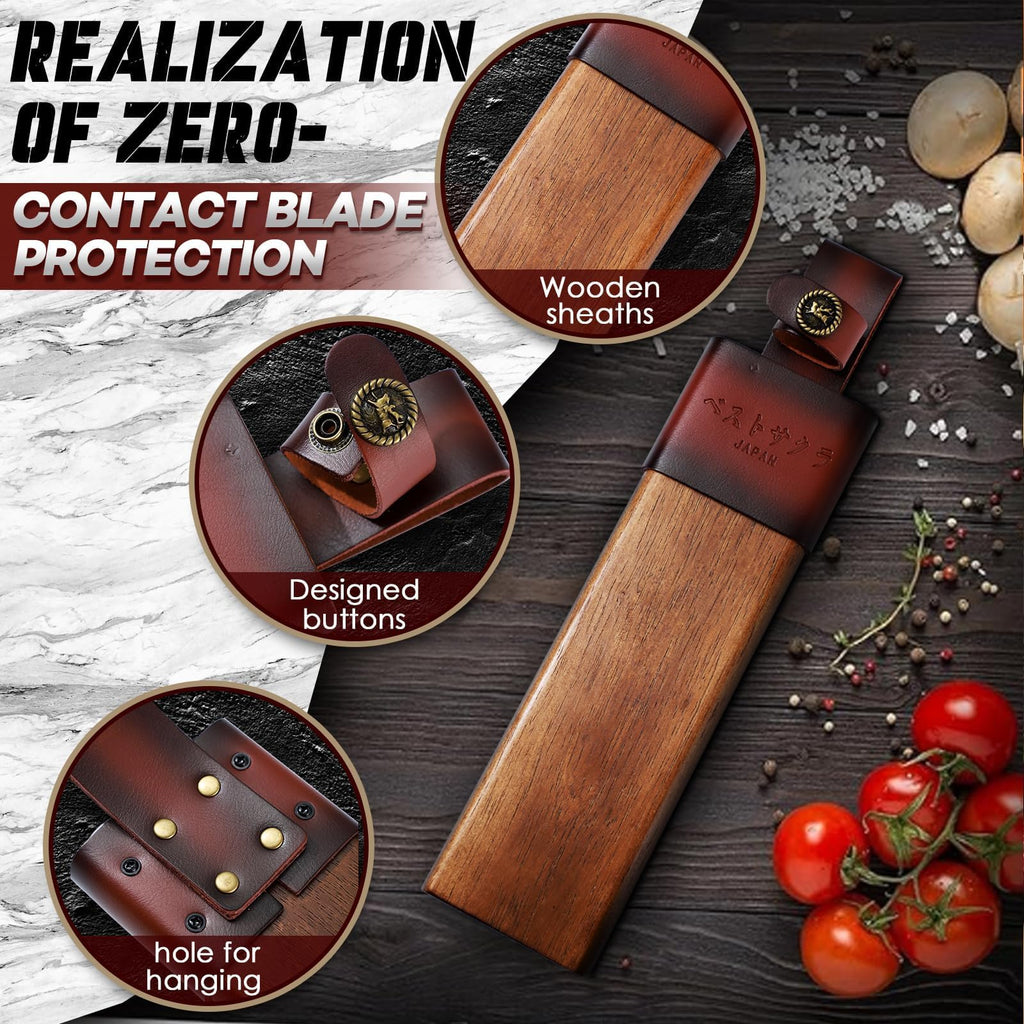 Freelander Japanese Machete with Wood Sheath for Yard Work, Gifts for Men