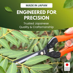 Saboten Japanese Pruning Shears 7.9" – Professional Bypass Garden Clippers, Made in Japan, Sharp Carbon Steel Blade with Sap-Resistant Fluorine Coating, Cuts up to 3/4 in (20 mm) (Straight)
