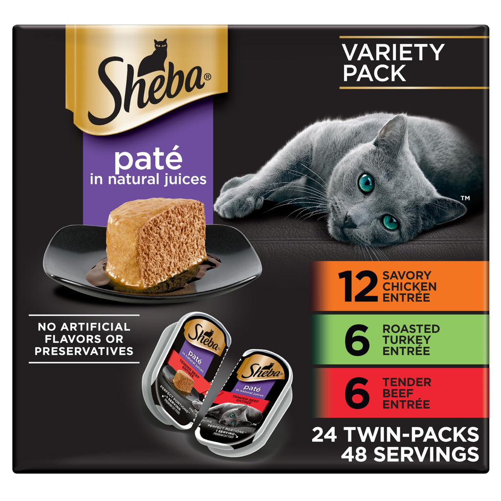 Sheba Perfect Portions Pate Wet Cat Food, Multipack, 2.6 oz, 24 ct