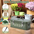 Seed Storage Organizer with Lid, Metal Seed Bin Seed Packet Container