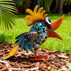 Metal Bird Outdoor Decor - 6.5inch Outdoor Metal Art Yard Art Garden Statue