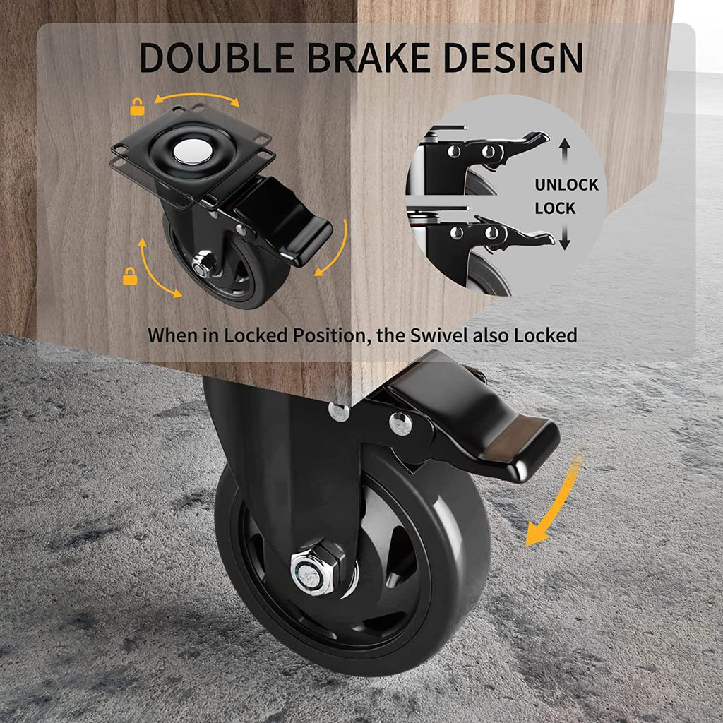 YUPEZOP 4 Inch Caster Wheels, Heavy Duty Casters Set of 4 with Brake