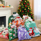 Koncci 32Pcs Drawstring Christmas Bags, Assorted Sizes Large Medium Small