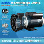 LINGXIAO SPA Pump, 2HP Hot Tub Pump - 2 Speed LX SPA Motor 115V/60HZ, 2" Port - 48 Frame (Model: 48WUA1501C-II)