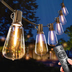 SEVSONSNZZ 100FT Outdoor String Lights with Remote & Dimmer, Waterproof Patio Lights Commercial Grade ST38 LED - Shatterproof Edison Bulbs, Vintage Hanging Lighting for Backyard Garden Party