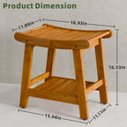 Aollewoiti Bamboo Shower Bench Stool with Storage Shelf, Waterproof Shower Seat for Shaving Legs, 2-Tier Bathroom Bench Spa Seat Non-Slip, Shower Chair for Bathroom, Indoor, Outdoor Use, Brown