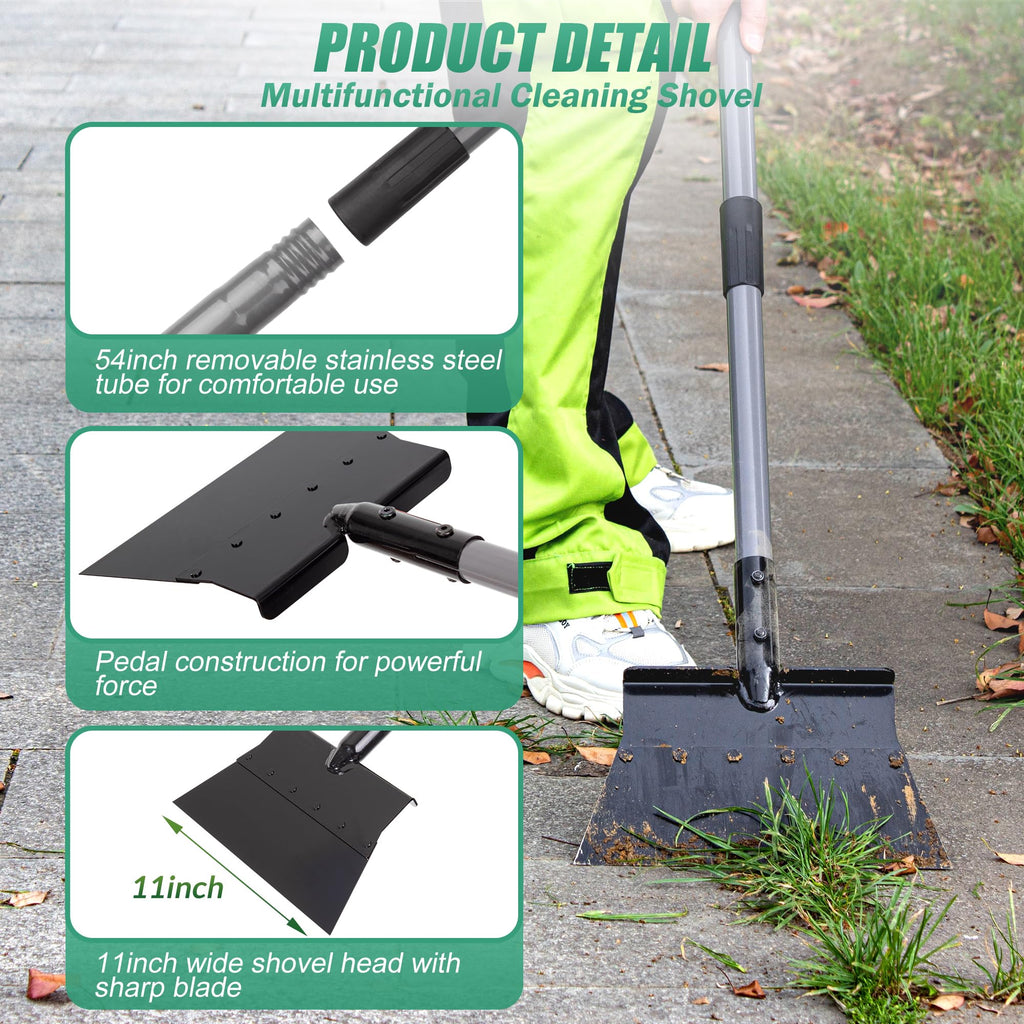Suchtale Flat Shovel, 11-Inch Floor Scraper, Long Handle Weed Scraper