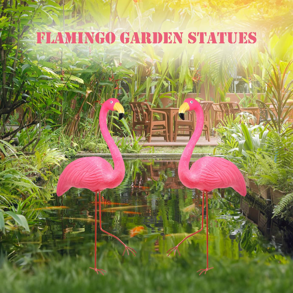 Pink Flamingos Yard Decorations Decor Ornaments for Outdoor Lawn Garden 2pk