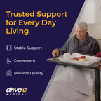 Drive Medical Overbed Table with Wheels - Secure Height Adjustment for Comfort - Non Tilt Surface - Smooth Rolling Design - Home & Hospital Use - Woodgrain Laminate Top - Silver Vein