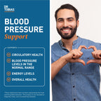 Dr. Tobias Blood Pressure Support Supplement with Hawthorn, Hibiscus Flower, Olive Leaf & Garlic, Supports Normal Circulatory Health with Vitamins C, B6, B12, Niacin, Folate & Herbs, 90 Capsules