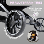 Kicari All-Terrain Dog Stroller for Small to Medium Dogs, Pet Stroller for Dogs & Cats Outdoor Walks, One-Hand Easy Fold, Double-Layer Anti-UV & Waterproof Canopy & Breathable Mesh, Charcoal Gray
