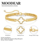 Gold Ankle Bracelets for Women, Waterproof Gold Plated Clover CZ Anklet