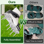 Aerator Shoes, Lawn Aerator Shoes for Grass with 5mm Metal Sole, Aeration Shoes for Lawn with Adjustable Straps, Fully Assembled Aerating Shoes for Lawn with Bend-Resistant Spikes - Black