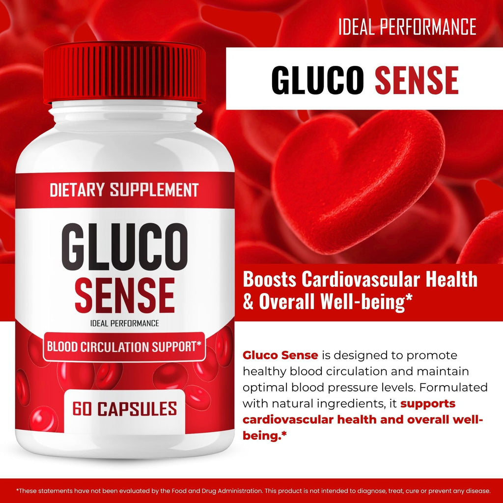 GlucoSense Capsules, Official GlucoSense Pills Advanced Blood Formula Supplement - Maximum Strength, All Natural Healthy Circulation & Stable Levels, Advanced Gluco Sense Health Reviews (3 Pack)