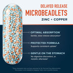 Zinc Supplement Microbeadlets with Copper for Immune Support | Highly Absorbable Zinc Bisglycinate & Orotate with 2mg Chelated Copper + Vitamin B6 | Vegan, Gluten-Free | 60 Capsules (2 Month Supply)