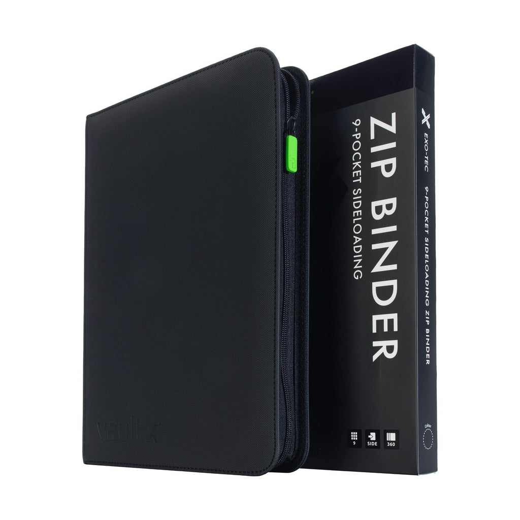 Vault X 9 Pocket Trading Card Zip Binder, 360 Cards, Premium Exo-Tec Album Material, 20 Side-Loading Pages, Folder for Collectible Games, Sports, TCG (Black)