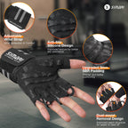 SIMARI Wrist Support Workout Gloves for Men & Women, Weight Lifting Gloves with Padded, Grip, Full Palm Protection, Gift for Gym Exercise, Cycling, Weightlifting Training, Fitness, Black Gray, Size L