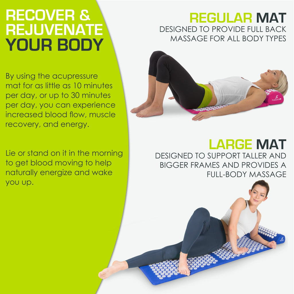 ProsourceFit Acupressure Mat and Pillow Set for Back/Neck Pain Relief and Muscle Relaxation, Pink