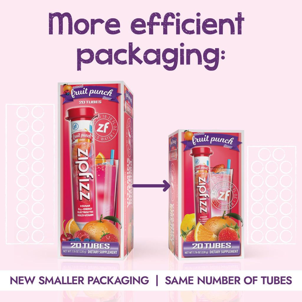 Zipfizz Energy Drink Powder, 20 Pack Electrolyte Mix with B12 - Fruit Punch