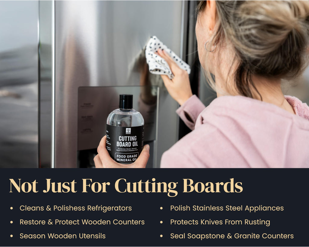 Mevell Food Grade Mineral Oil for Wood Cutting Board - 16oz, Food Safe USP Certified Cutting Board Oil & Butcher Block Conditioner for Bamboo Boards, Marble, Soapstone, Stainless Steel, Made in USA
