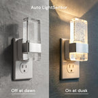 L LOHAS LED Night Light, Dimmable Night Lights Plug into Wall, 2 Pack Acrylic Silver Nightlight with Light Sensor, 0-100LM Automatic Plug in Nightlight for Bathroom, Hallway, Stairway, Gift