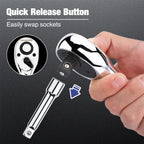 WORKPRO 1/2-Inch Drive Ratchet, Quick-Release Reversible Ratchet Wrench, 72-Tooth Handle, Chrome Alloy Made, Cr-Mo Head, Full Polished