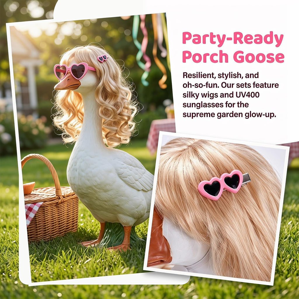 YFFSQXH 3 Styles Porch Goose Wig Set for 17/23 Inch Lawn Goose Statue